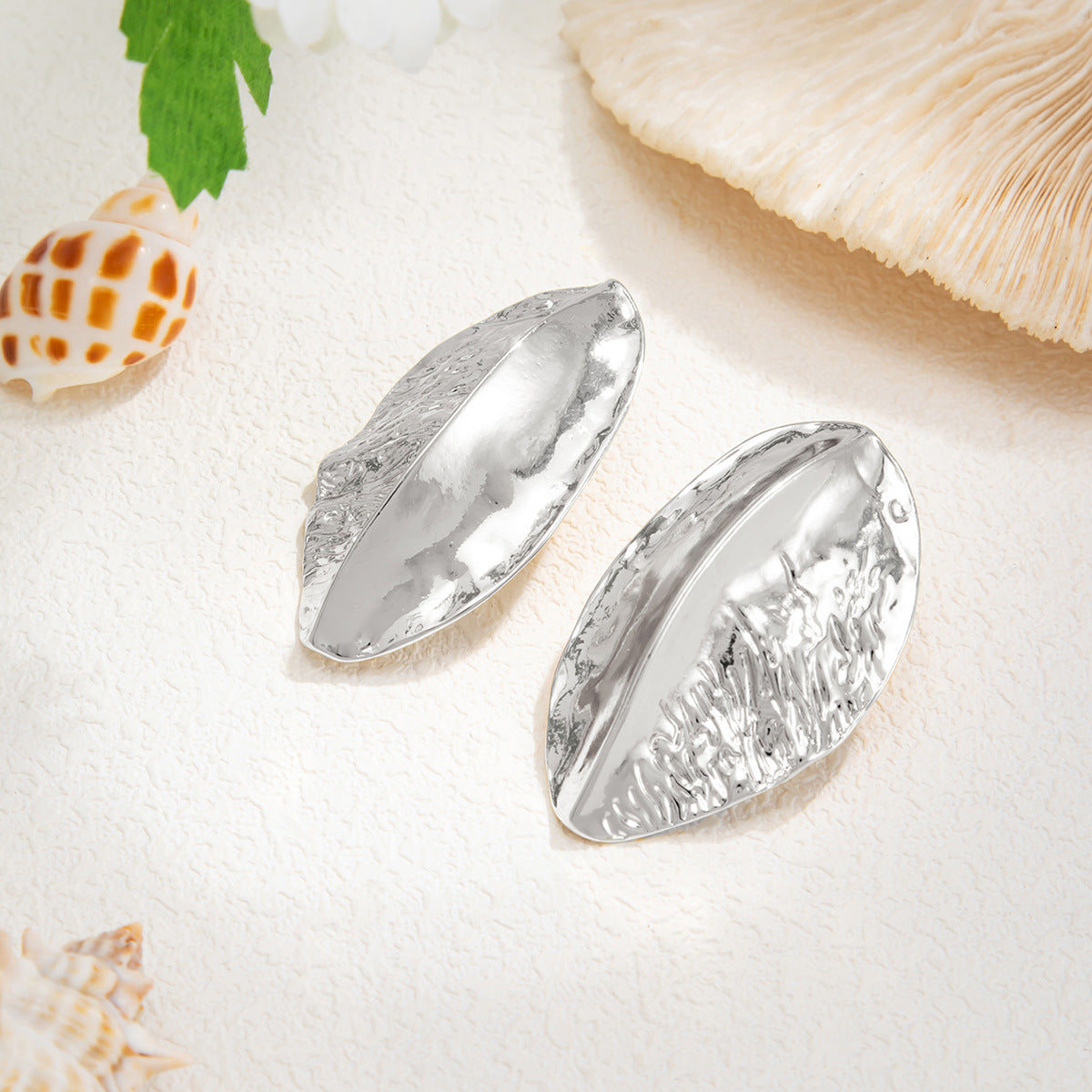 Elegant Plated Zinc Alloy Floral Geometric Hollow Irregular Ruffled Earrings for Women