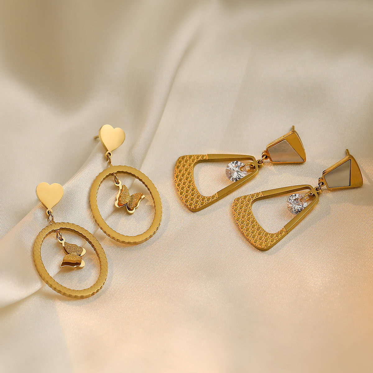 Minimalist Irregular Geometric Butterfly Earrings for Women in Titanium Steel