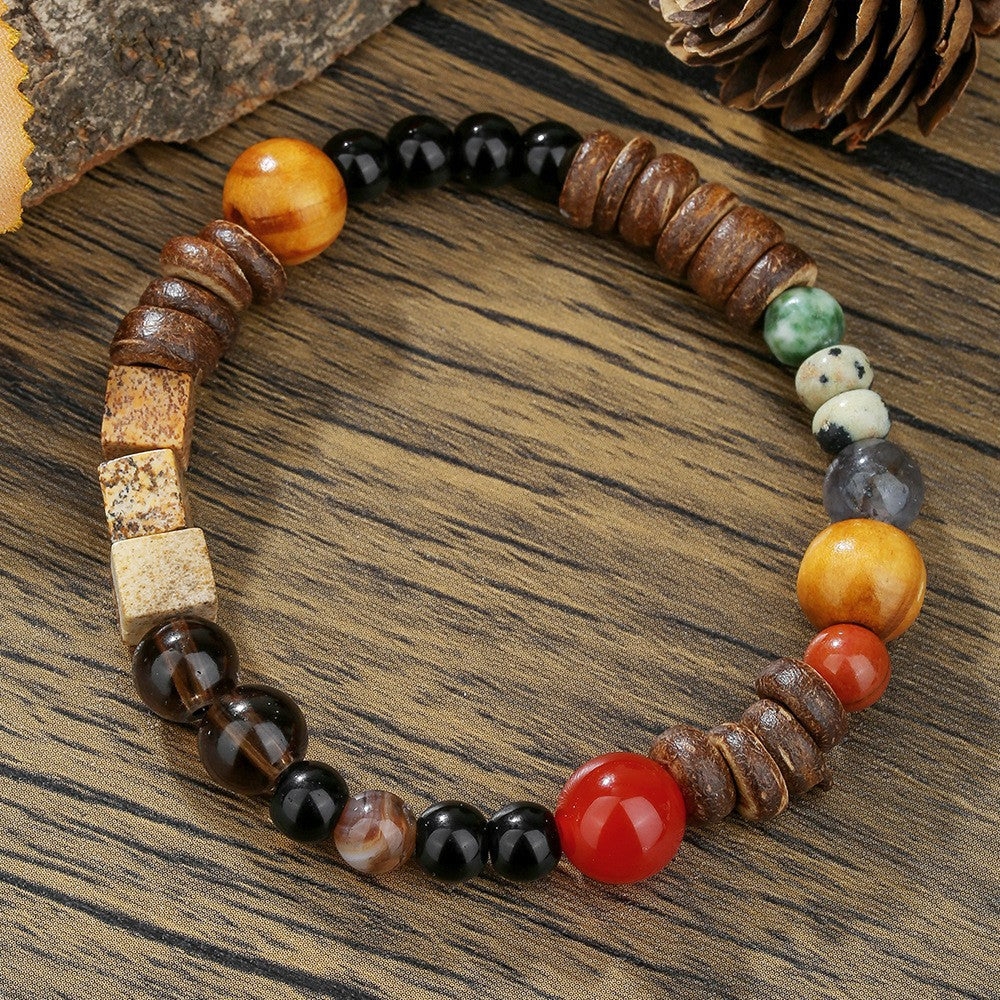 Vintage Casual Geometric Handmade Turquoise Hematite Bracelet for Men and Women