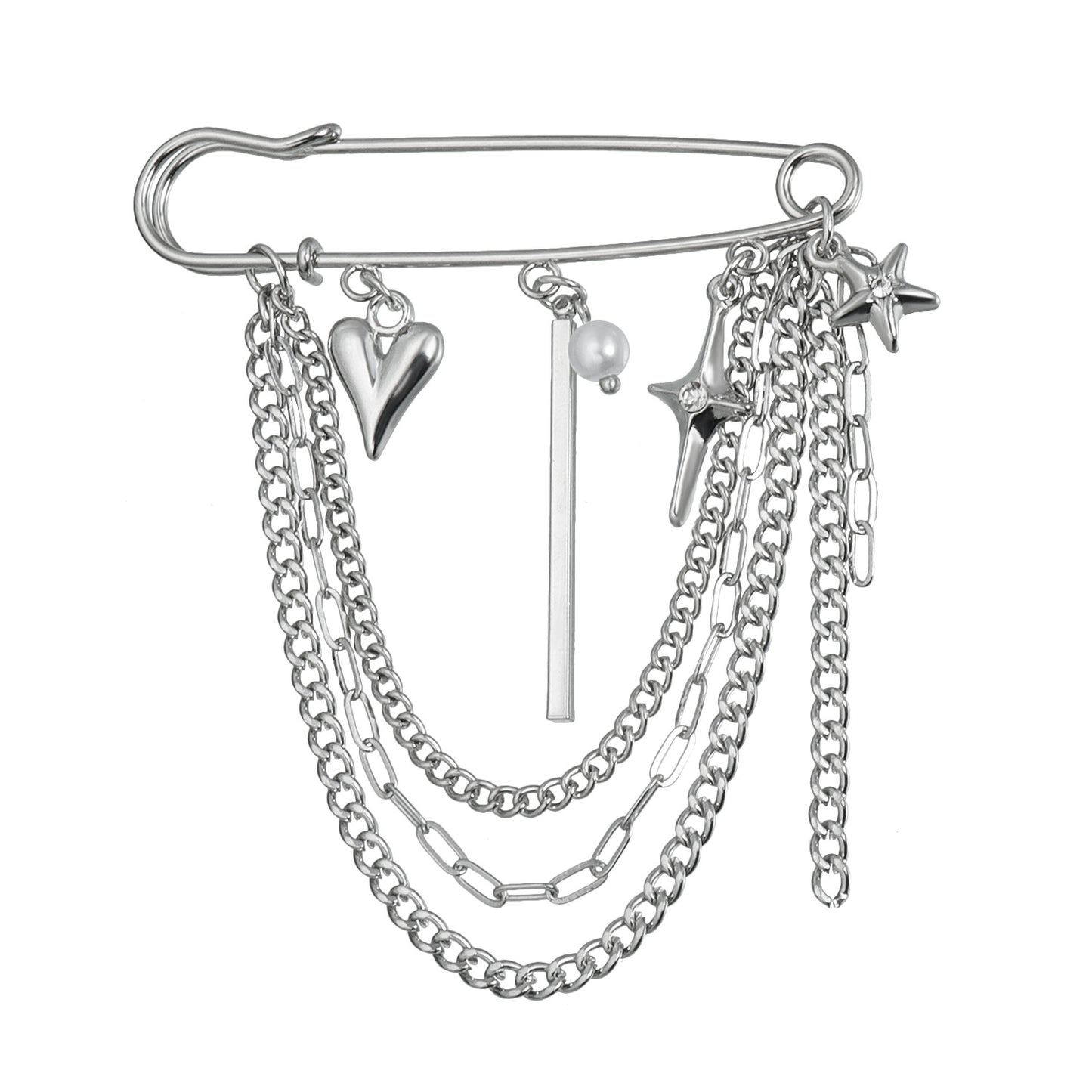 Fashionable OL Style Geometric Alloy Brooch with Cross and Heart Motifs for Women