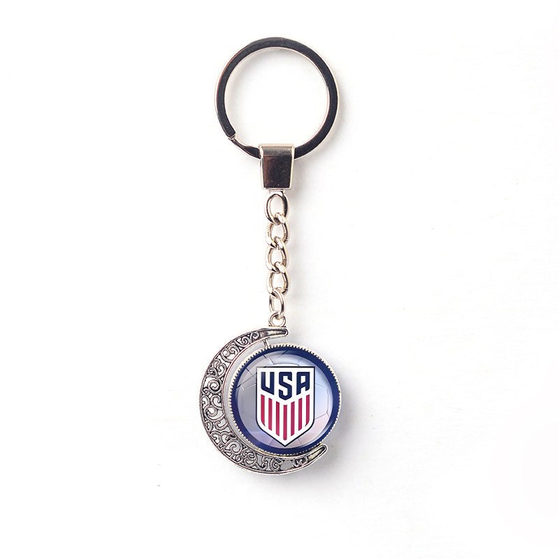 Rotating Moon Alloy Keychain Charm