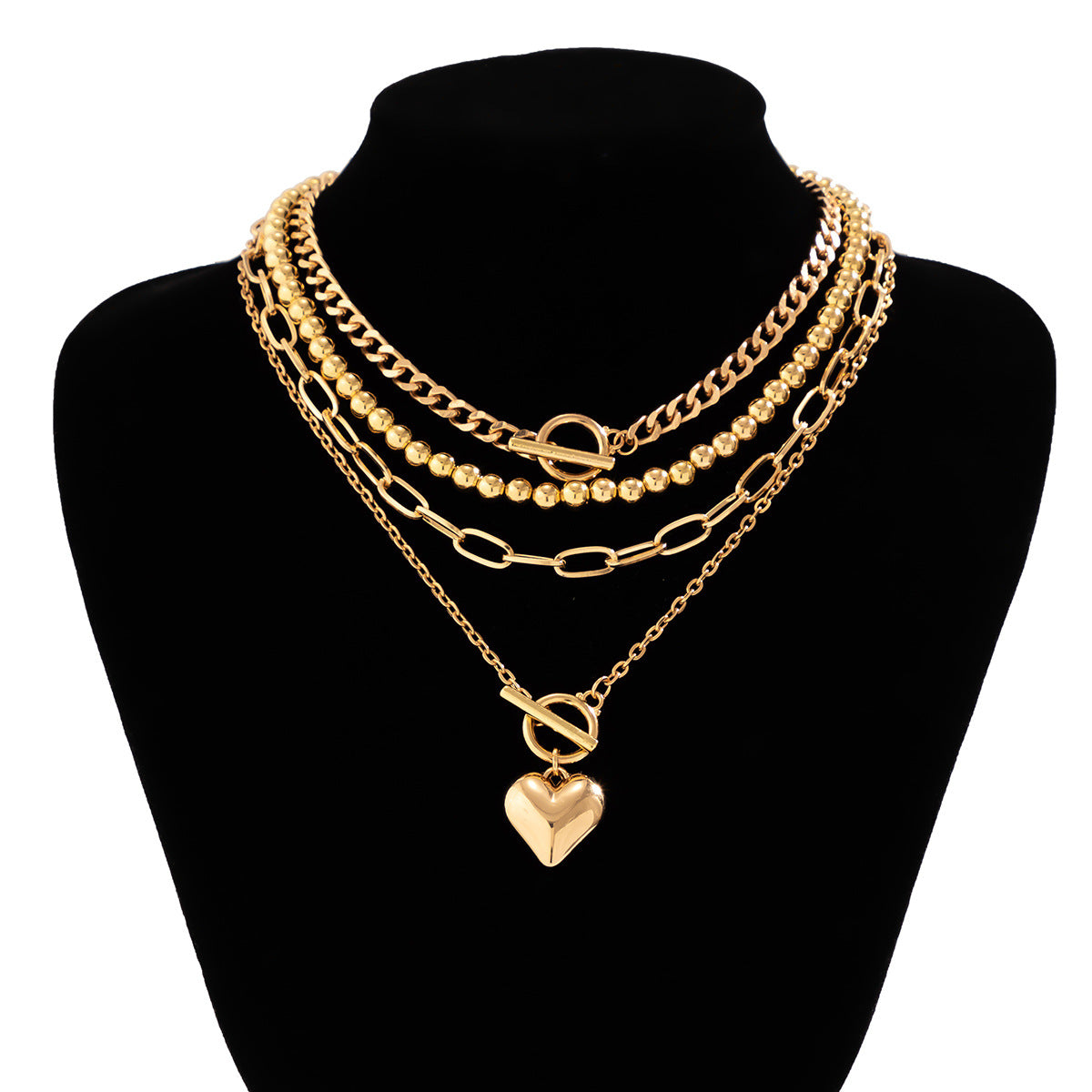Collana da donna in lega a cuore geometrica dolce e audace con finitura placcata