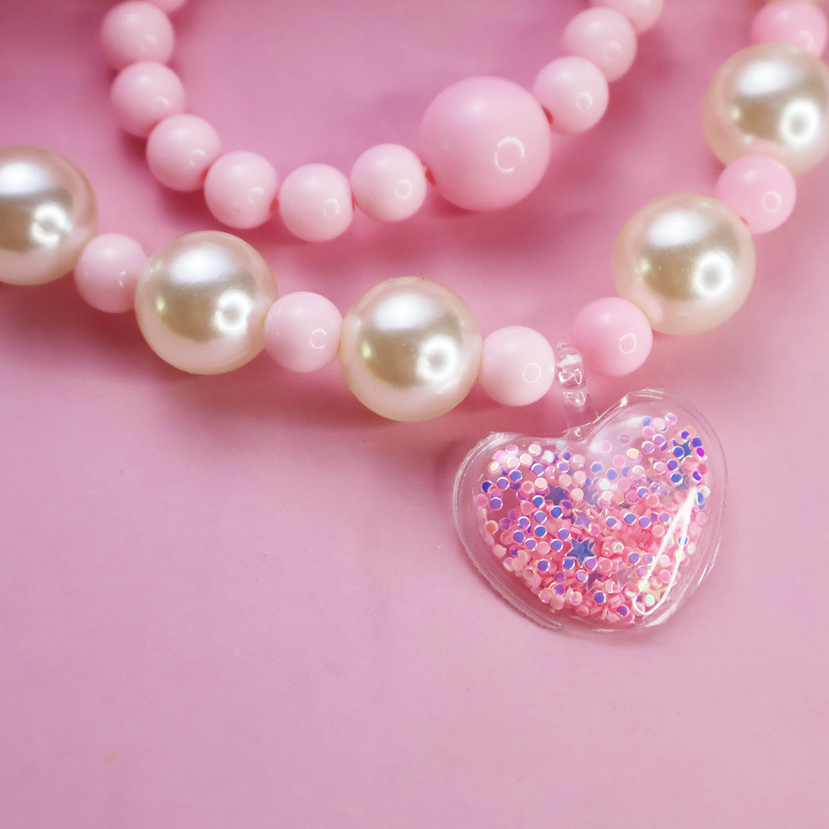 Dolce Collana a Cuore in Resina per Bambini con Catenina a Sfera, Lunghezza Regolabile, Accessorio Stile Principessa