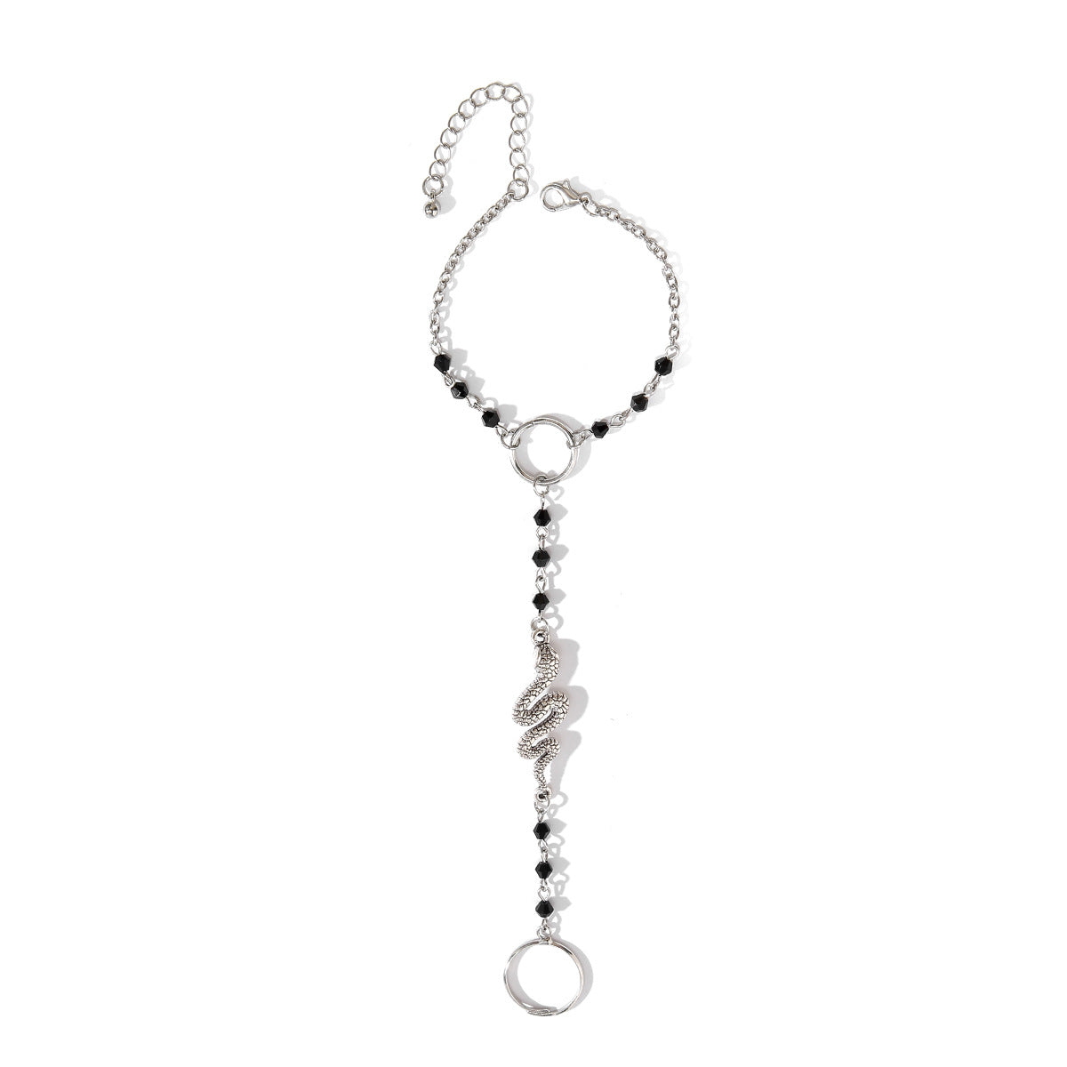 Edgy Halloween Snake-Shaped Geometric Alloy Hand Chain for Women with Plated Finish