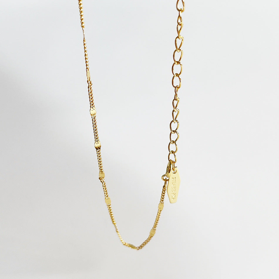 Collana Minimalista Rotonda Color Argento con Motivo Geometrico in Argento Sterling 925 con Catena a Serpente per Donne