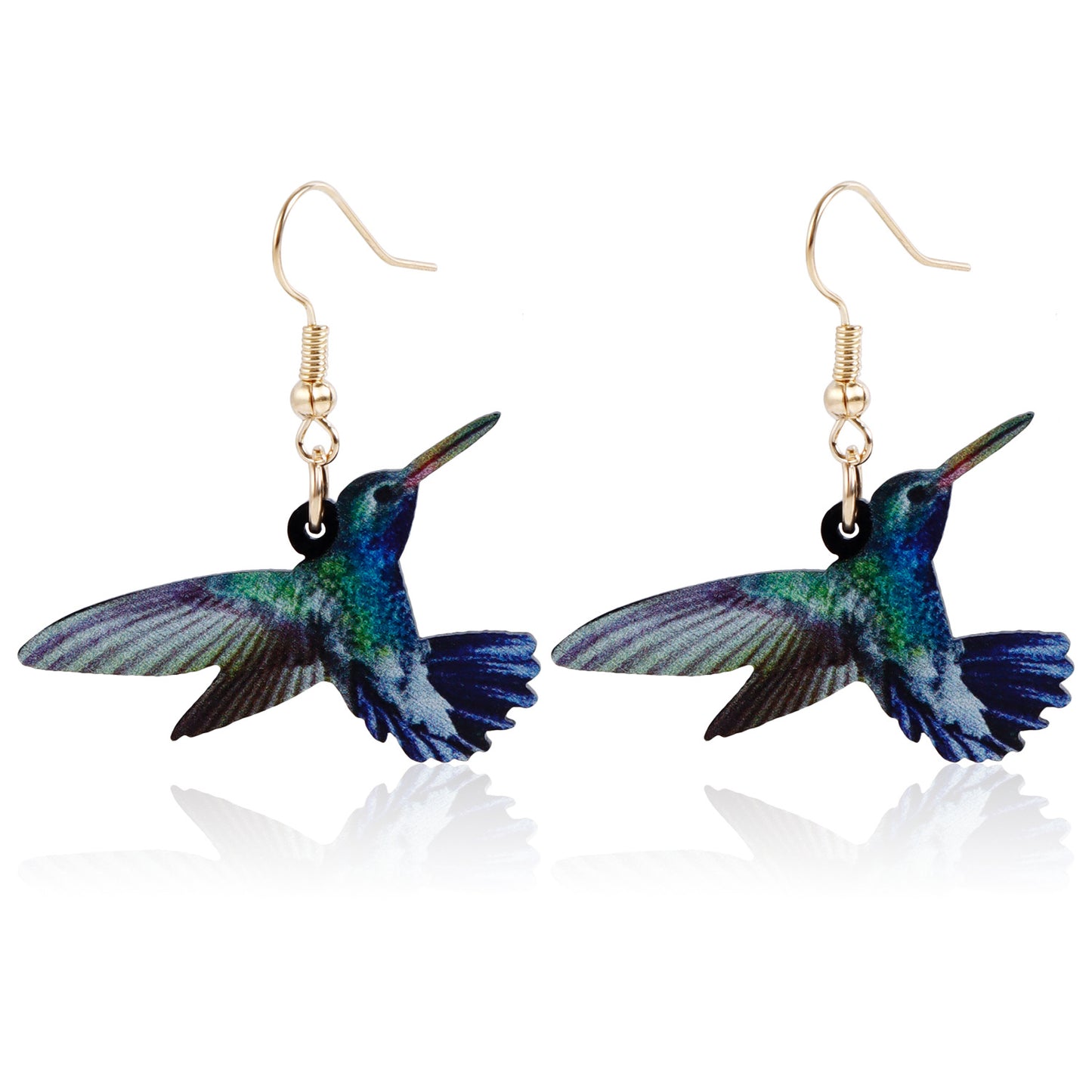 Creative Acrylic Bird Earrings for Women with Plated Finish in Butterfly and Hummingbird Shapes