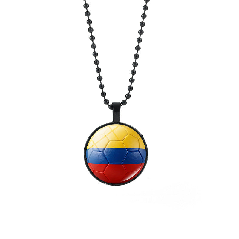 Collana Unisex Casual con Pendente Rotondo Geometrico di Cristallo e Catena a Sfera Placcata in Lega
