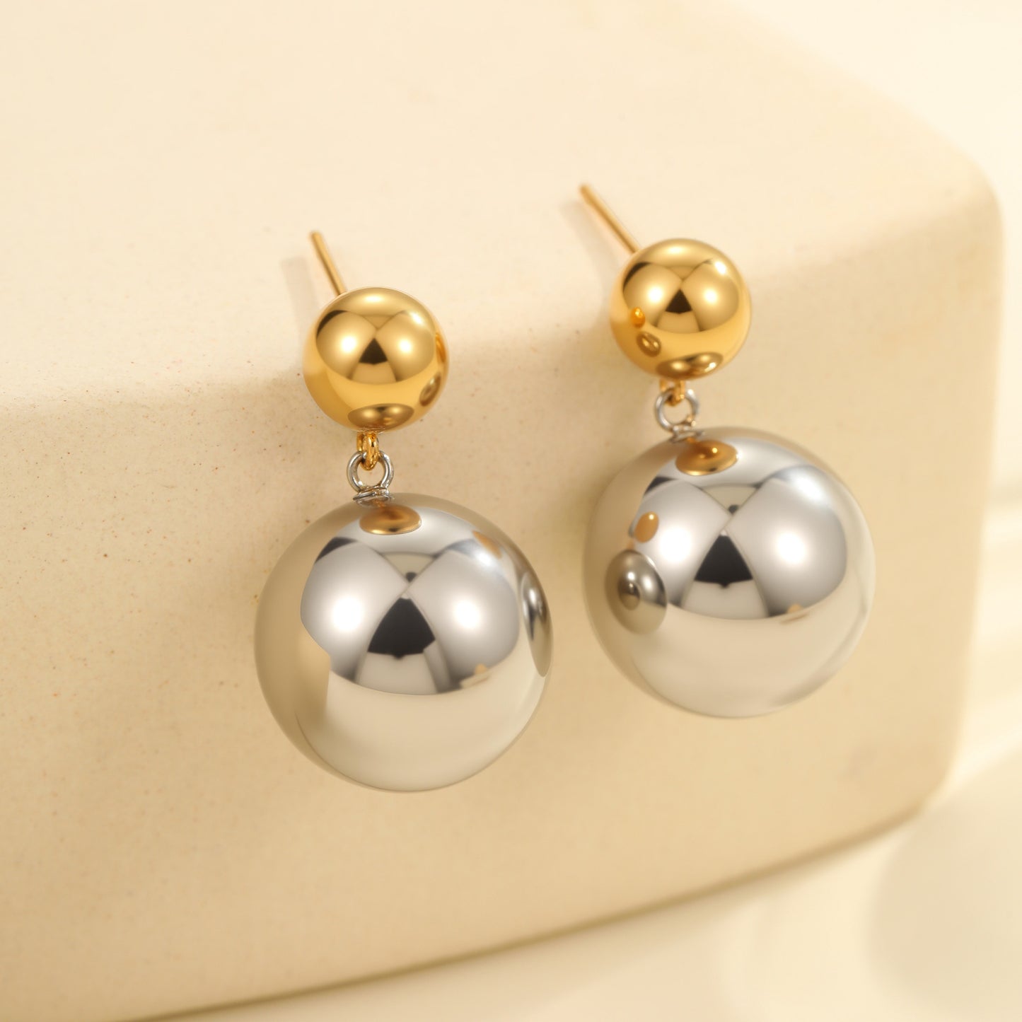 Pendientes de Acero Inoxidable Geométricos de Moda con Baño de Oro de 18K y Plata para Mujer