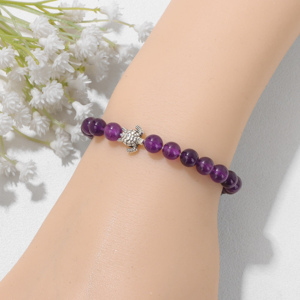 Vintage Minimalist Animal Stone Beaded Bracelet Unisex Sea Turtle Charm
