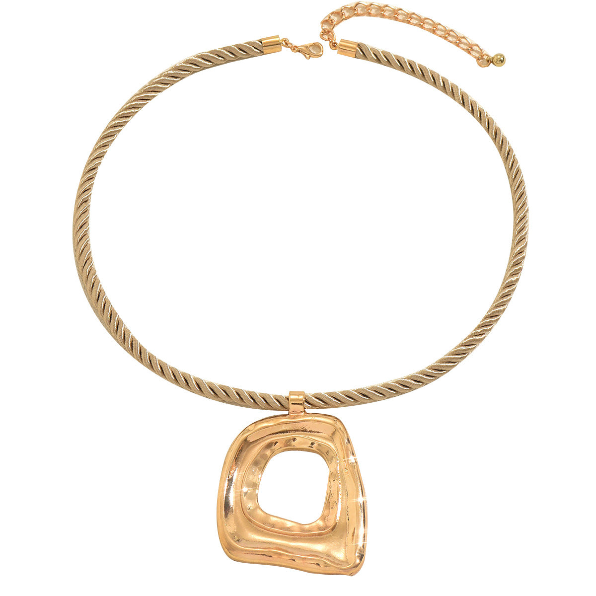 Collana pendente geometrica di lusso da donna, costruzione in lega di zinco e finitura galvanizzata, catena lunga a corda per clavicola