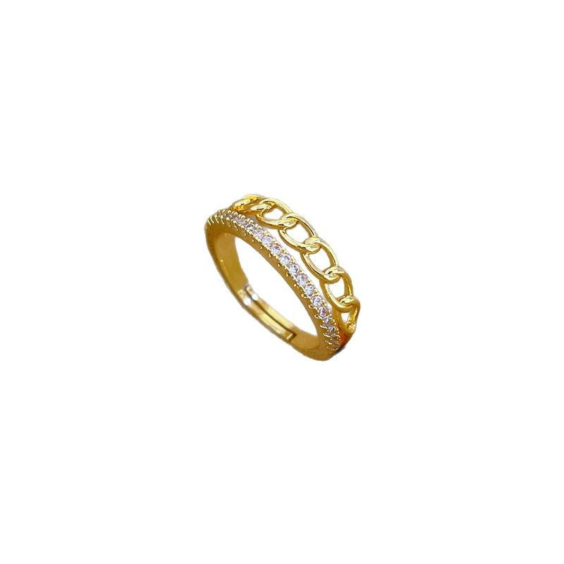 Minimalist Crown-Shaped Brass Ring with Gold Plating for Women