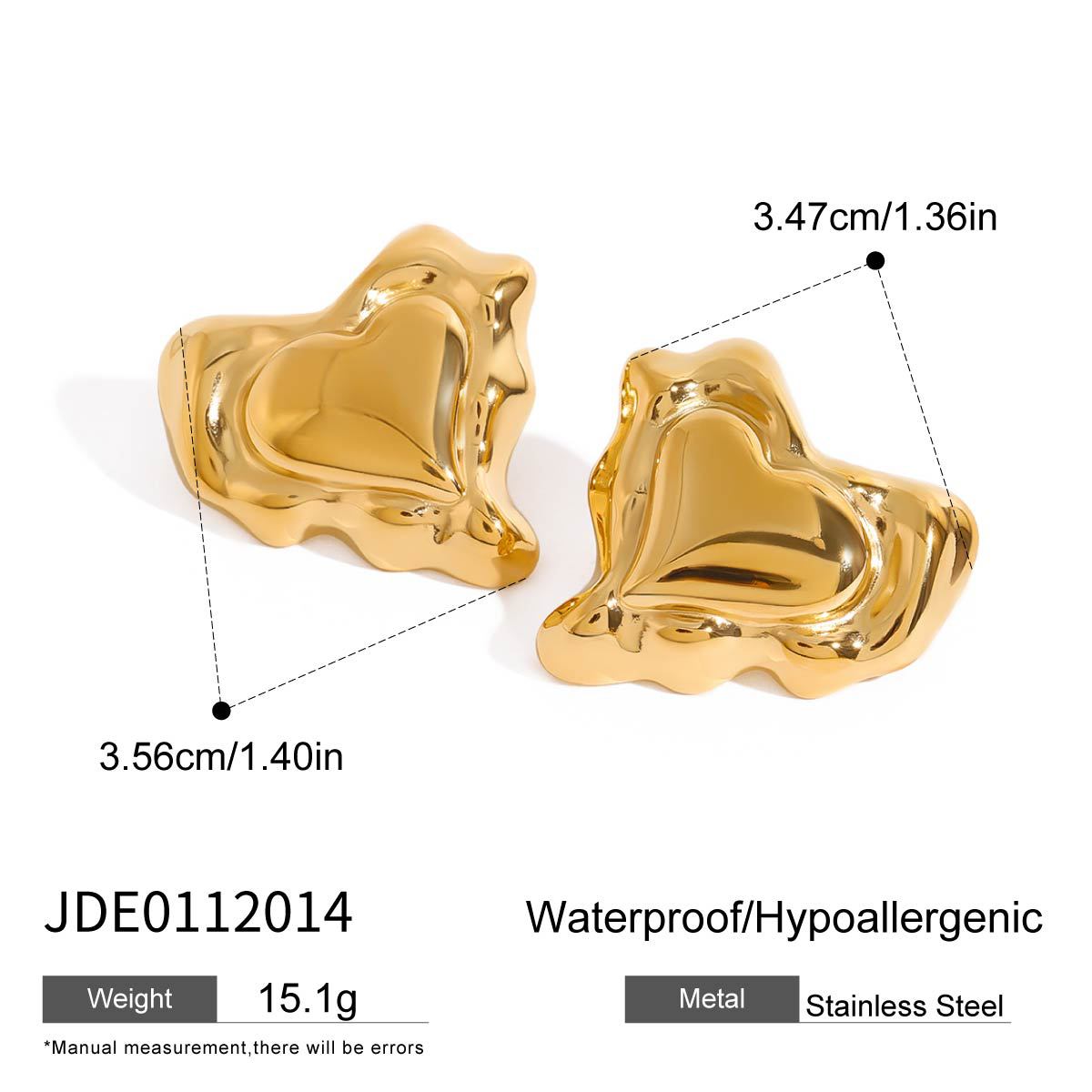 Elegant Heart Shaped Titanium Steel Stud Earrings with Plated Finish for Women