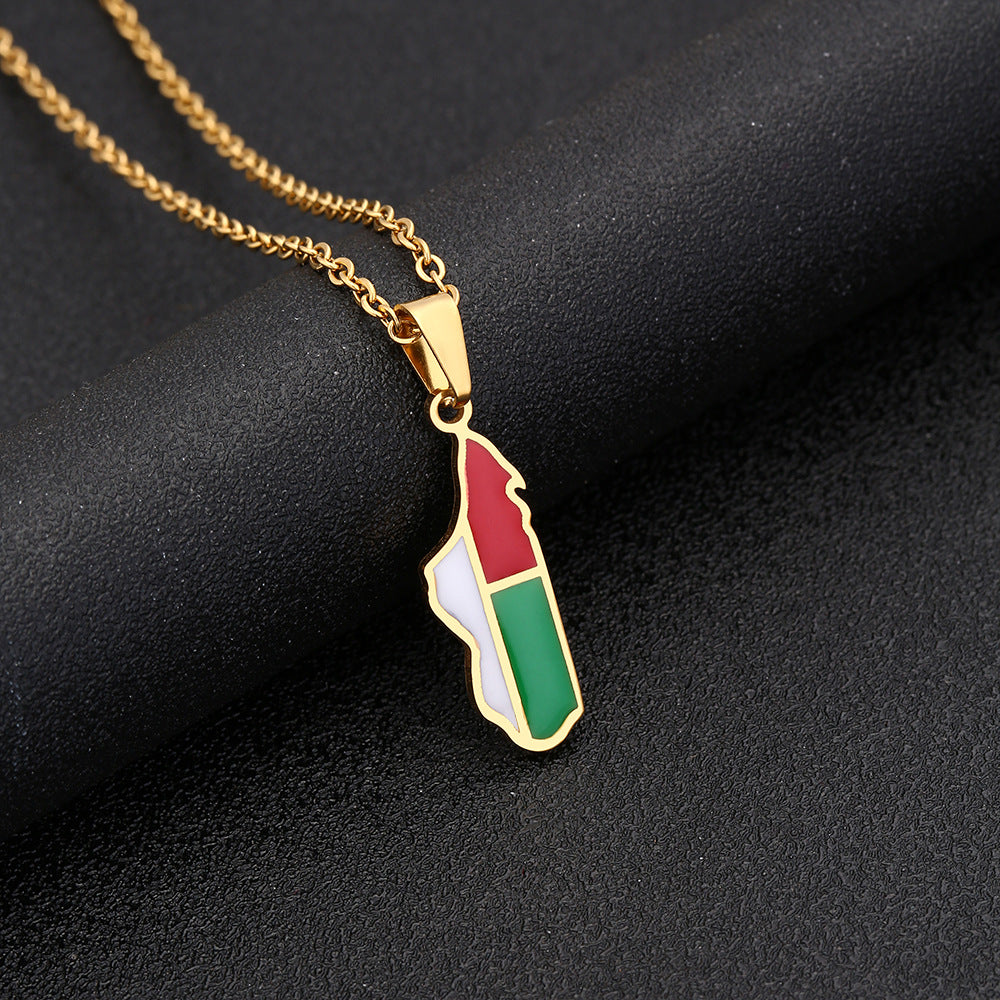 Collana Pendente Geometrica Minimalista in Acciaio Inossidabile con Finitura Placcata per Donna, Catena Maglione Leggera di Ispirazione Etnica