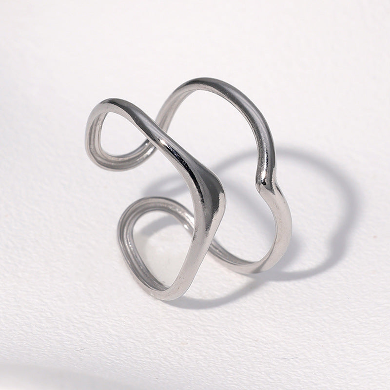 Anello Aperto Regolabile da Donna in Acciaio Inossidabile Geometrico Minimalista Placcato Oro