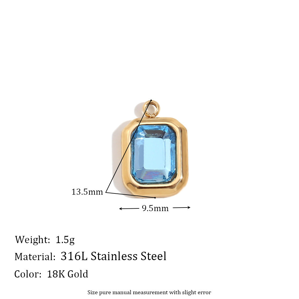 Minimalist Geometric Heart Pendant for Women Stainless Steel with 18K Gold Plating and Micro-Pave Colored Rhinestones