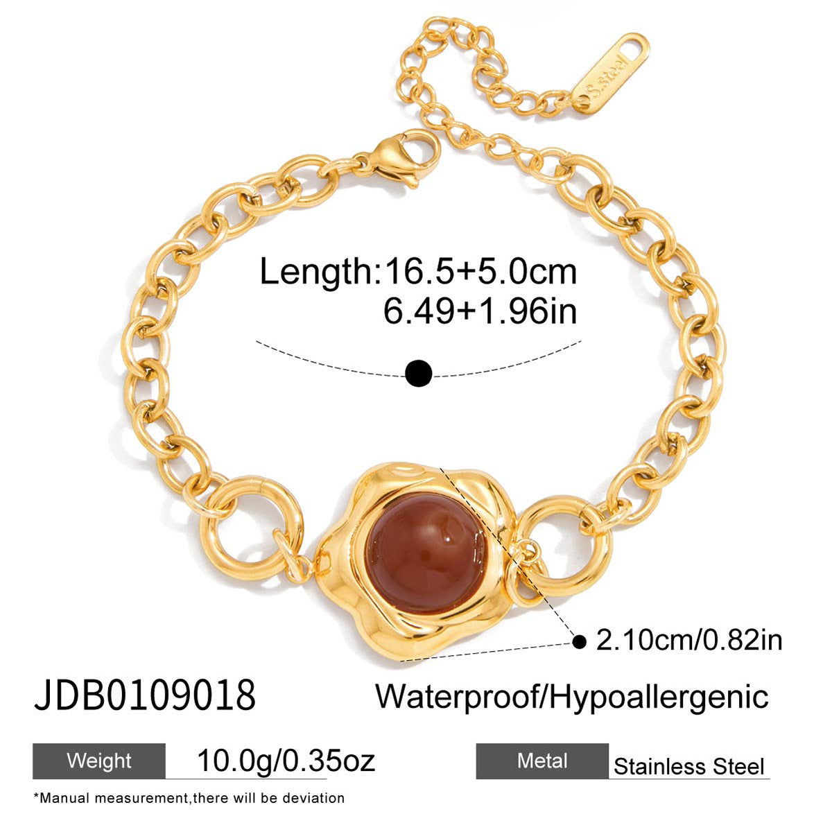 Vintage Floral and Geometric Red Agate Bracelet for Women with Electroplated Stainless Steel Luxury Design