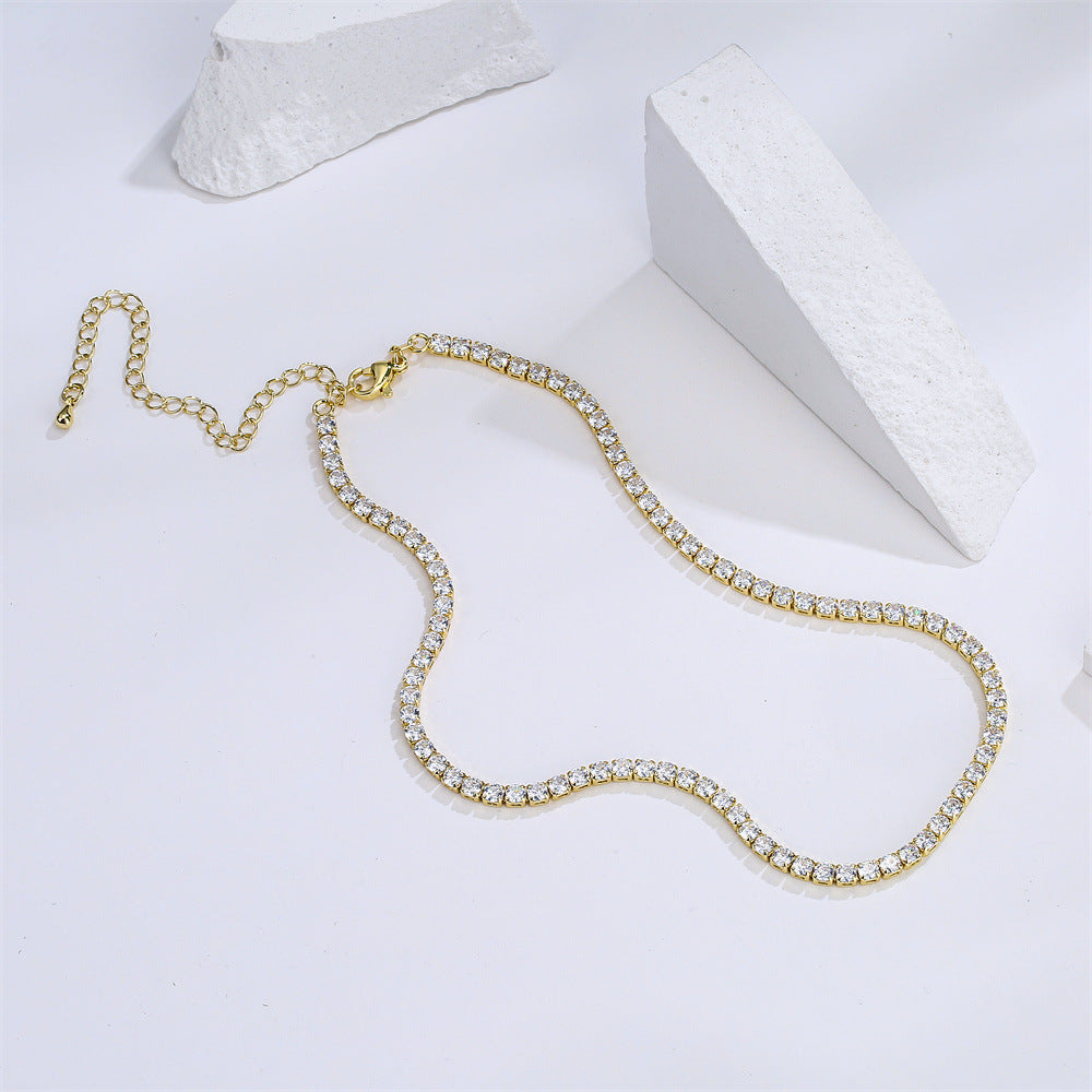 Geometric Pendant Necklace for Women Made of Brass with 18K Gold Plating and Micro-Pave Colored Zirconia