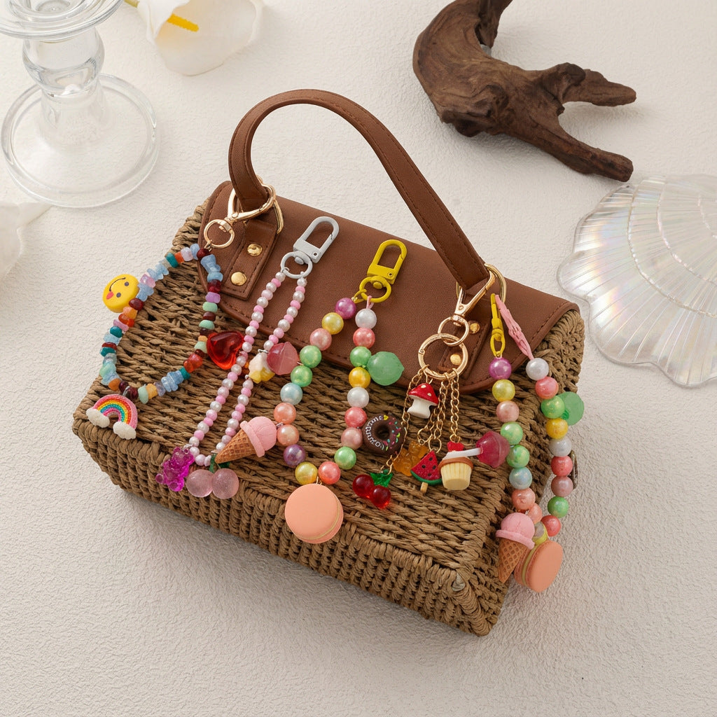 Sweet Colorful Acrylic Food Shape Keychain with Plated Finish