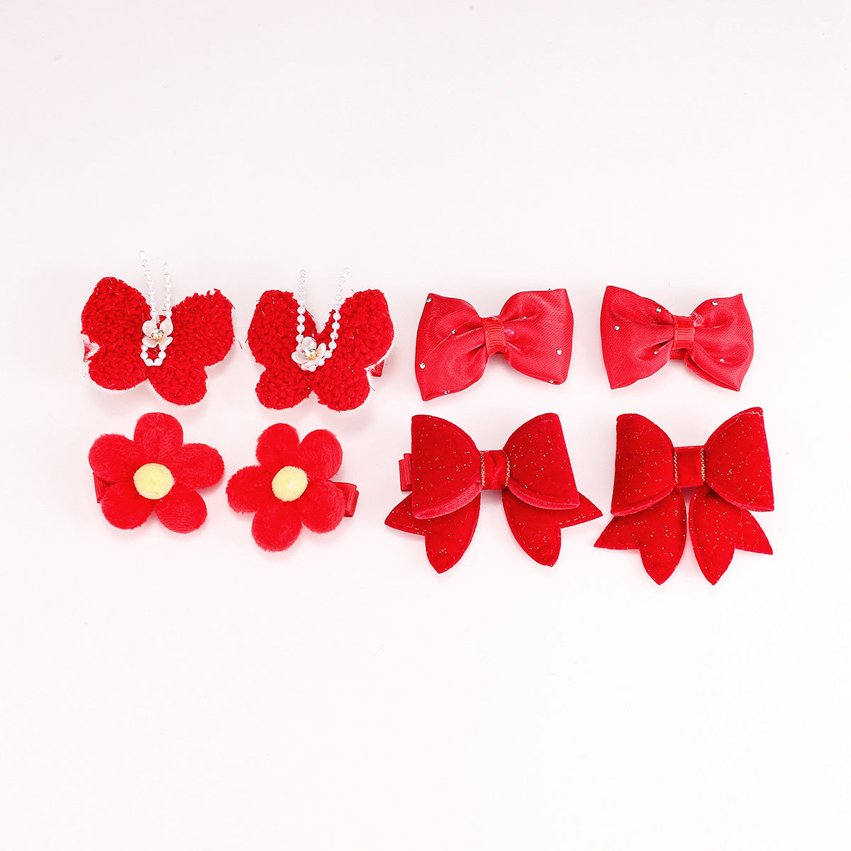 Cartoon Style Bow and Floral Hair Clip for Girls - Handmade Children's Hair Accessory with Rabbit, Strawberry, and Flower Motifs - Soft Non-Slip Design for Ages 3-10