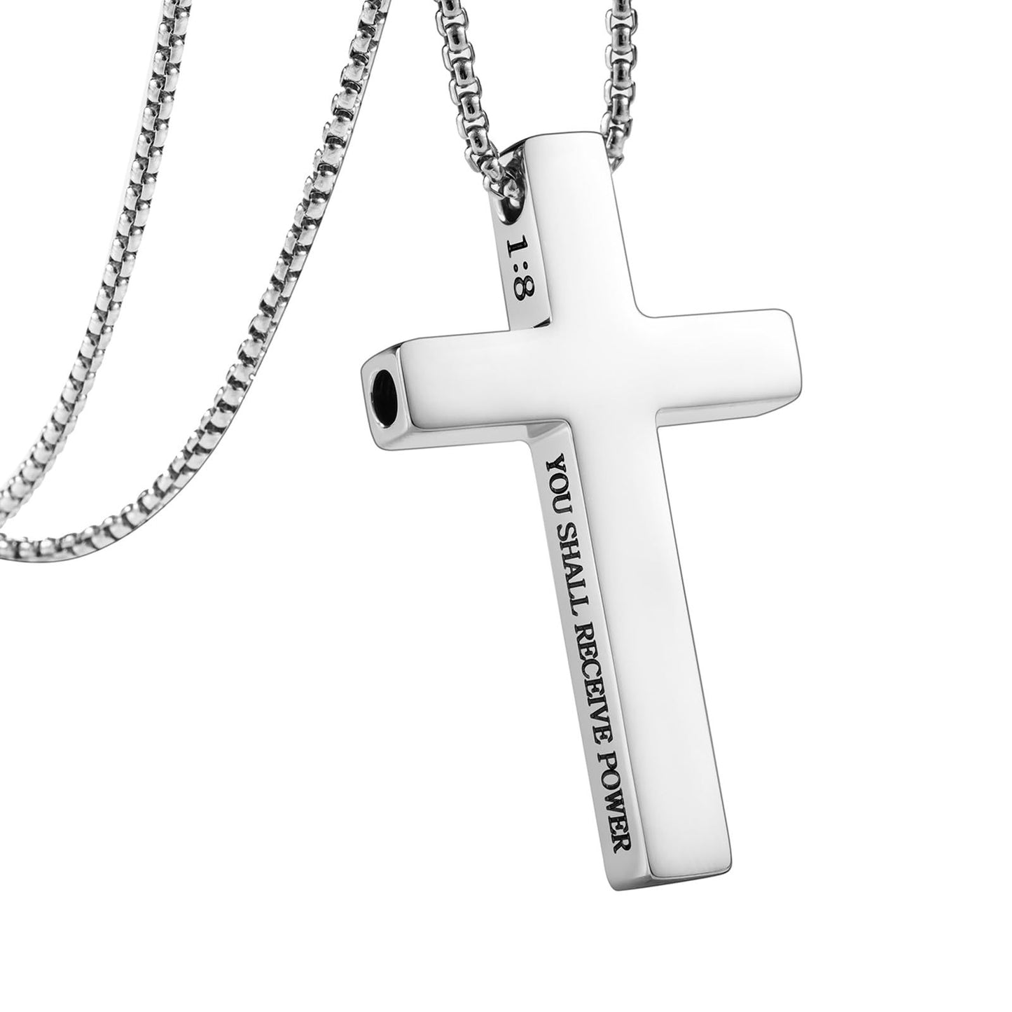 Stainless Steel Cross Pendant Necklace with Titanium Steel Charm for Aromatherapy Inhalation Stress Relief Mindfulness Breathing