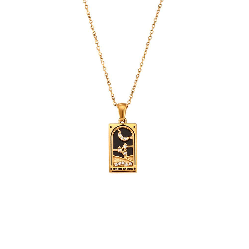 Collana Pendente Geometrica Minimalista da Donna in Acciaio Inox con Placcatura in Oro 18K e Finitura Smaltata