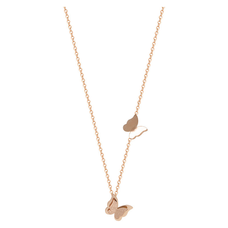 Collar Gargantilla Minimalista para Mujer de Acero Titanio con Baño de Oro y Forma de Mariposa