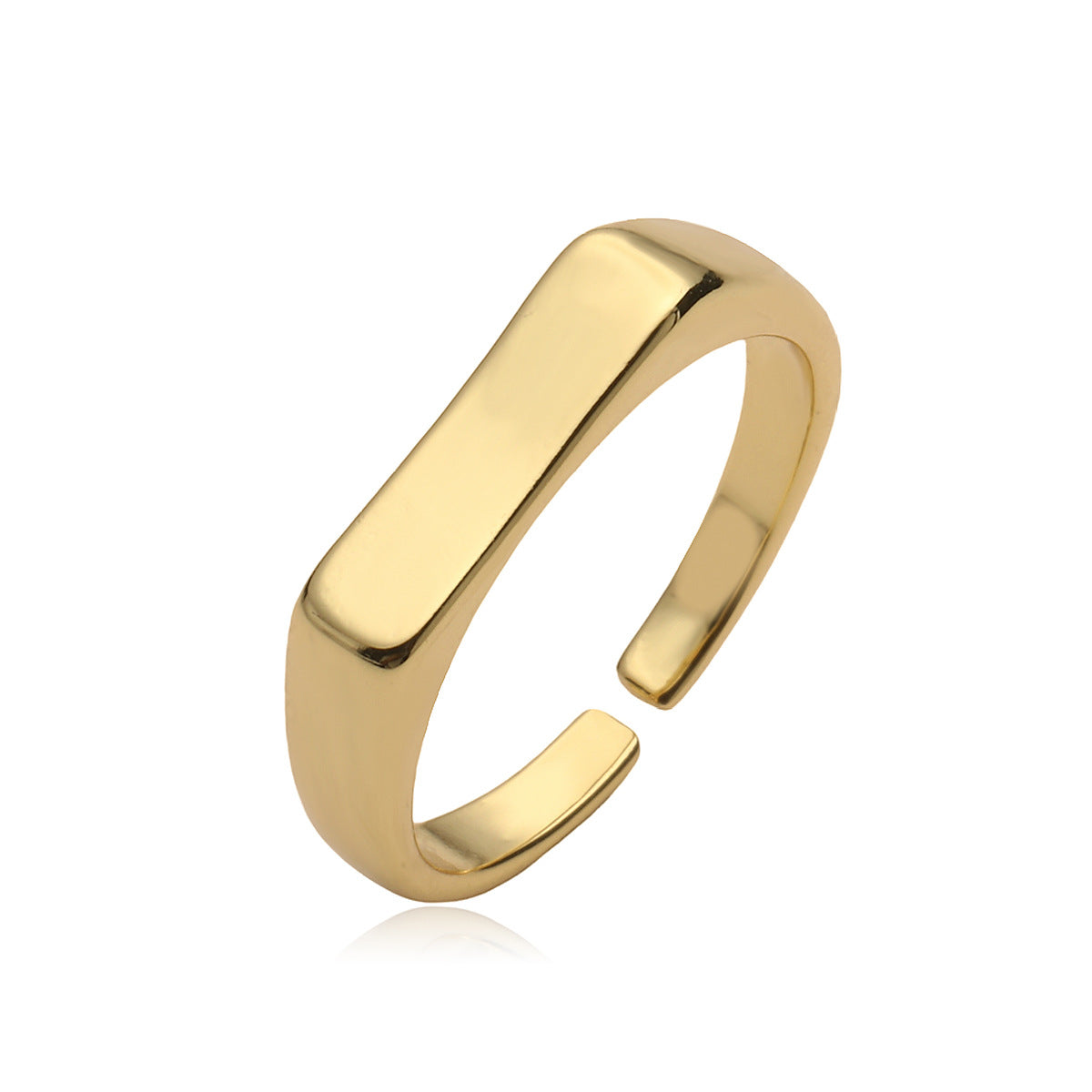 Anello minimalista geometrico in rame con placcatura in oro 18 carati da donna, anello regolabile aperto ispirato al bambù