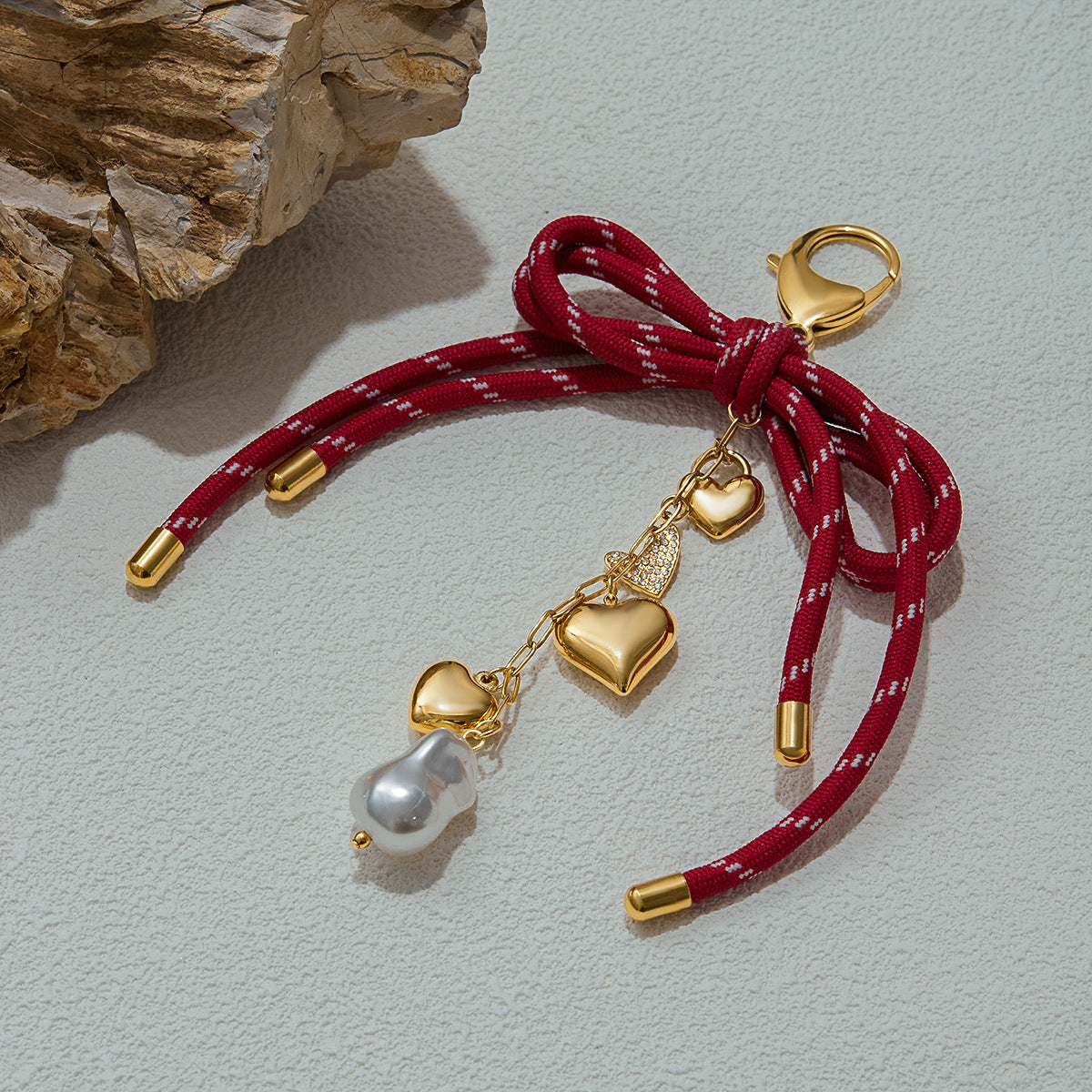 Casual Elegant Heart Stainless Steel Plated Pearl Charm Bar