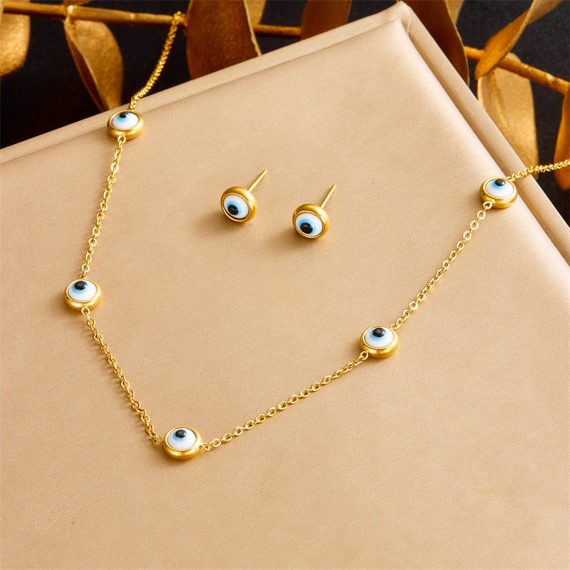 Fashion Office Chic Plated Stainless Steel Necklace Earrings Bracelet Set