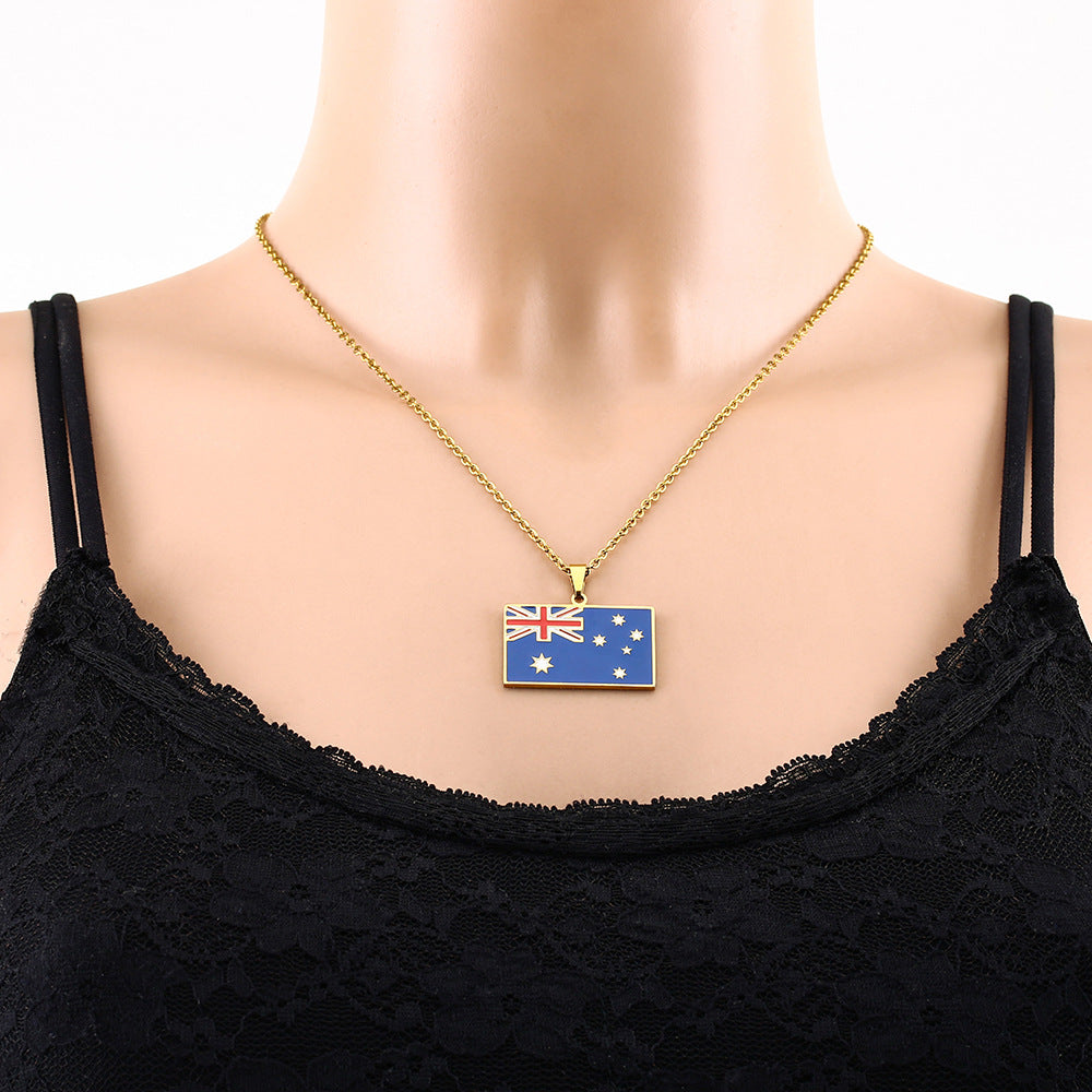 Collana con ciondolo in acciaio inossidabile geometrico bohémien vintage con rivestimento epossidico unisex