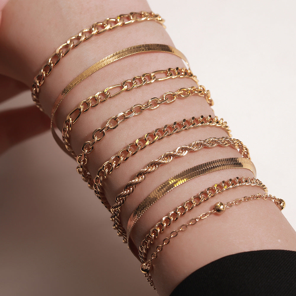 Minimalist Bohemian Multi-Layer Blade Link Bracelet in Alloy with Plated Finish for Women