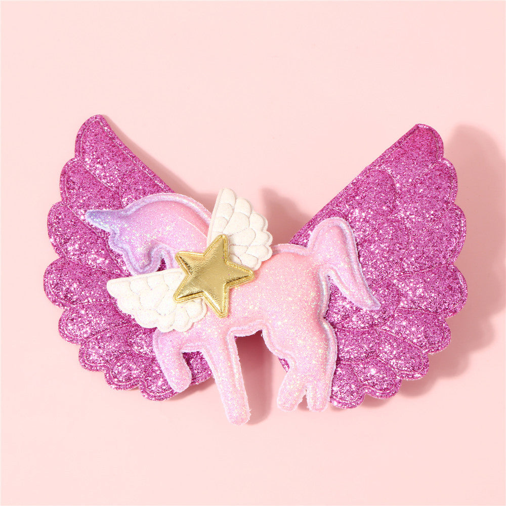 Fermaglio per Capelli a Forma di Unicorno dei Cartoni Animati per Bambini, in Tessuto Morbido, a Becco d'Anatra, Antiscivolo, con Bordo Arrotondato, nei Colori Pastello Macaron