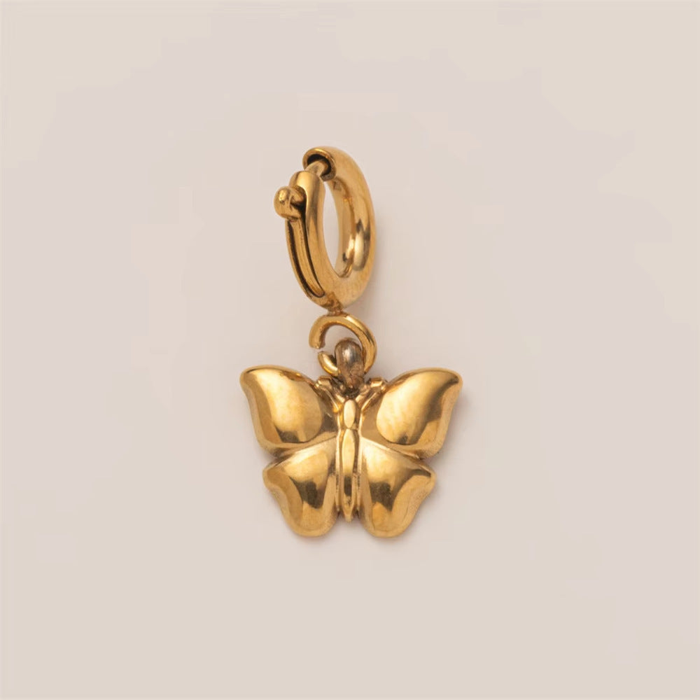 Vintage Cartoon Animal Geometric 18K Gold Plated Stainless Steel Charm Bar