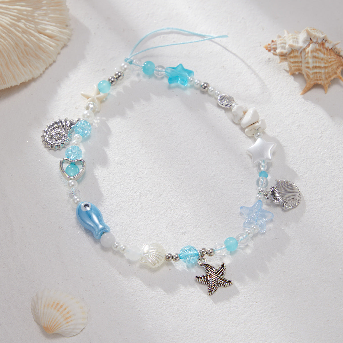 Sweet Acrylic Star Keychain with Pearl Inlay Plated