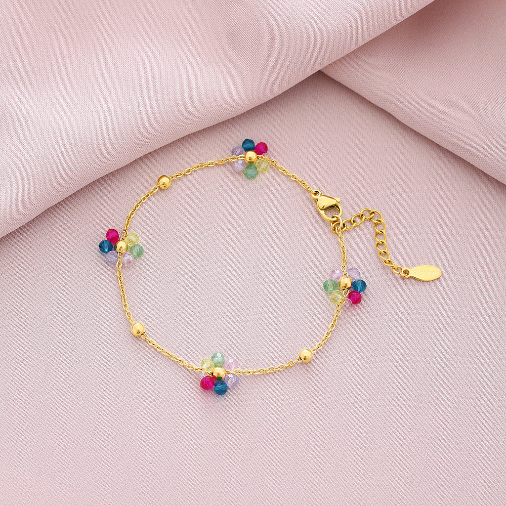 Bracciale alla moda unisex in acciaio al titanio placcato con motivo a petali floreali per abbigliamento casual estivo