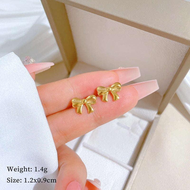 Minimalist Sweet Geometric Titanium Steel Plated Stud Earrings