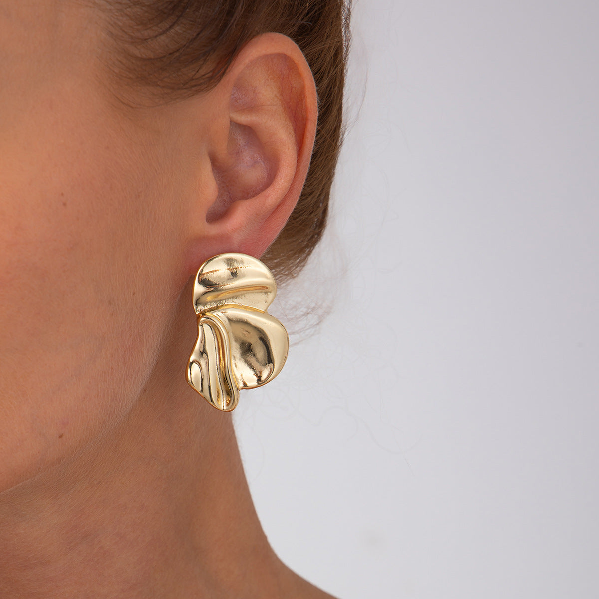 Elegant Plated Alloy Floral Stud Earrings for Women