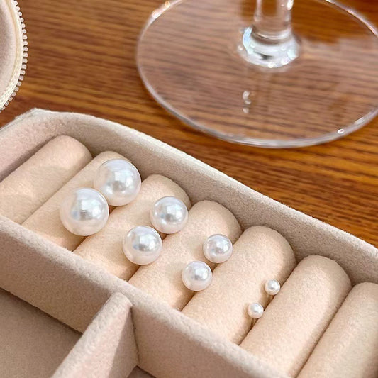 Sweet Round Imitation Pearl Resin Stud Earrings