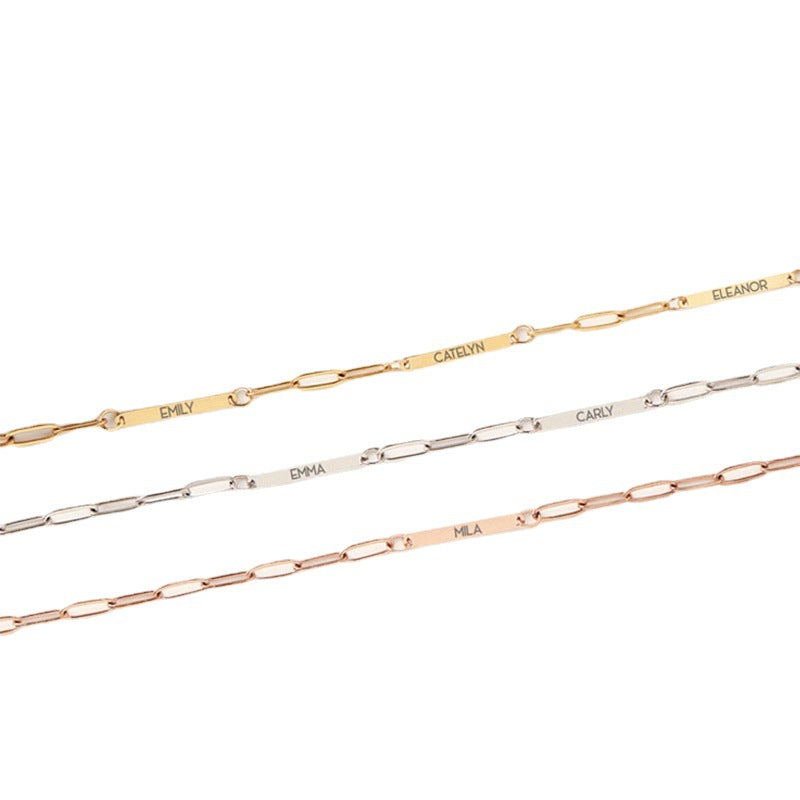 Geometric Letter Stainless Steel Plated Charm Bar Necklace Unisex