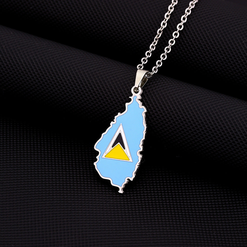 Collana Pendente Geometrica Retrò in Acciaio Inossidabile con Finitura Smaltata Unisex, Stile Catenina O-Chain