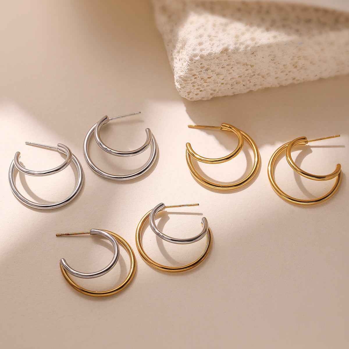 Minimalist Geometric Stainless Steel Earrings for Women with Plated Finish Irregular Design Fashionable and Versatile