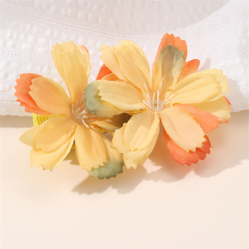 Cute Floral Hair Clip for Kids in Spring Pastel Gradient Colors with Metal Base and Flower Accent Design