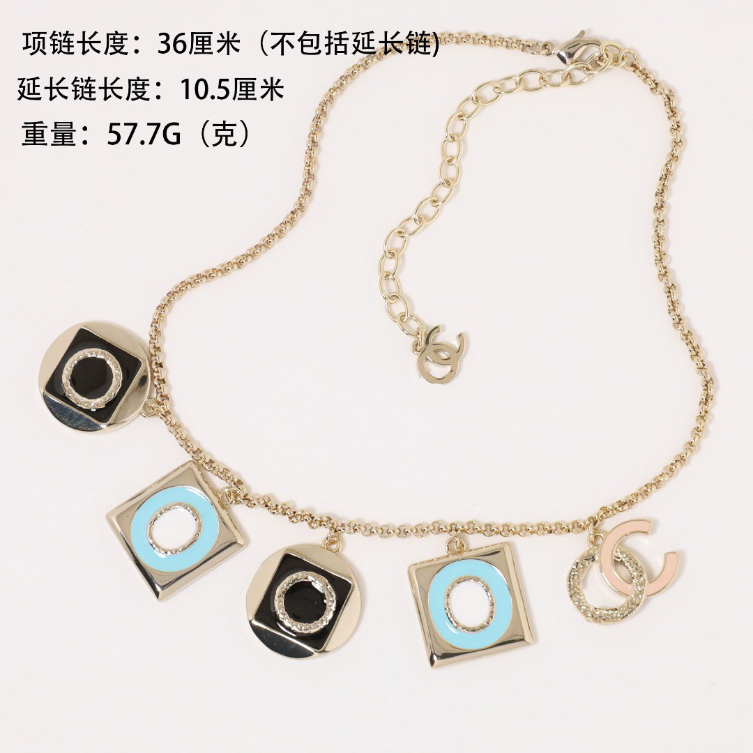 Luxury Gold Plated Brass Enamel Letter C Pendant Necklace for Women