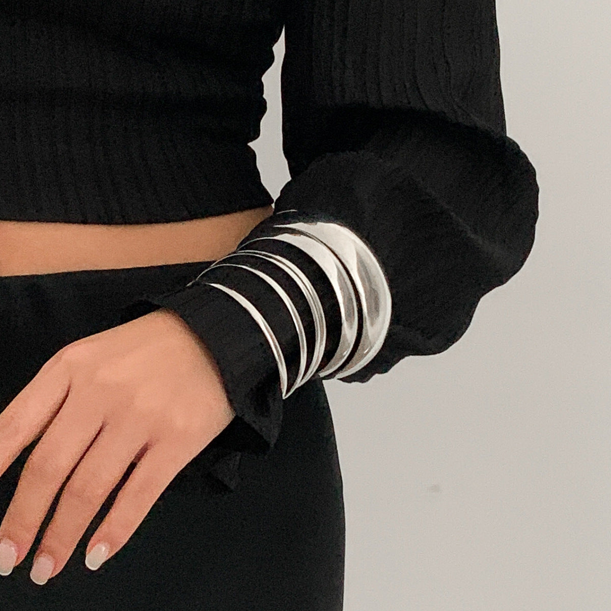 Minimalist Geometric Plated Iron Bracelet Set