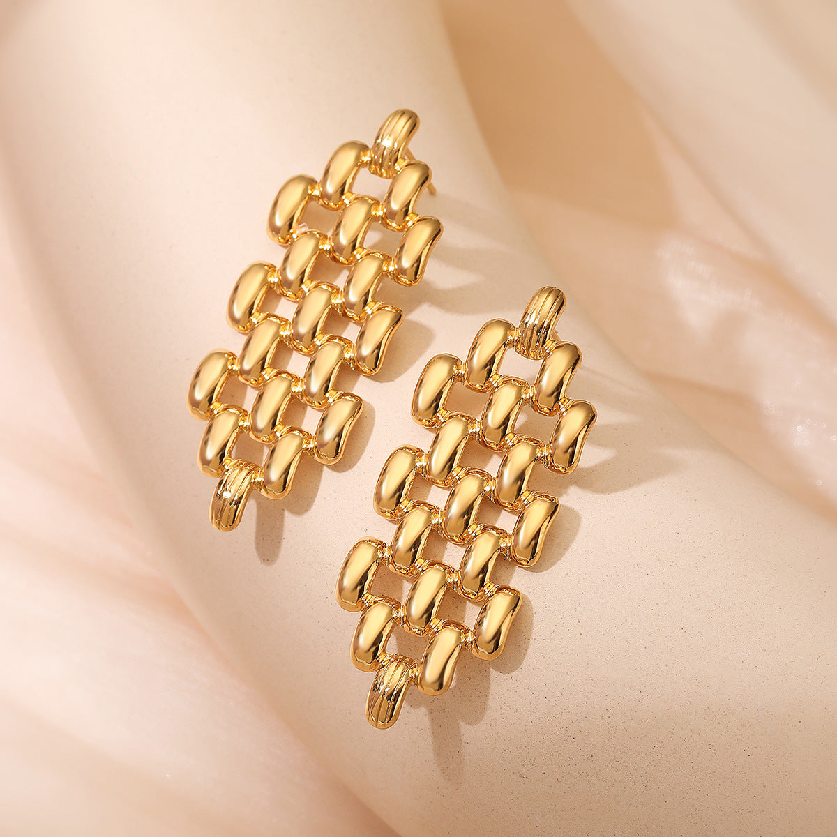 Geometric Stainless Steel Stud Earrings for Women with Gold Plating, Fashionable and Unique Irregular Design