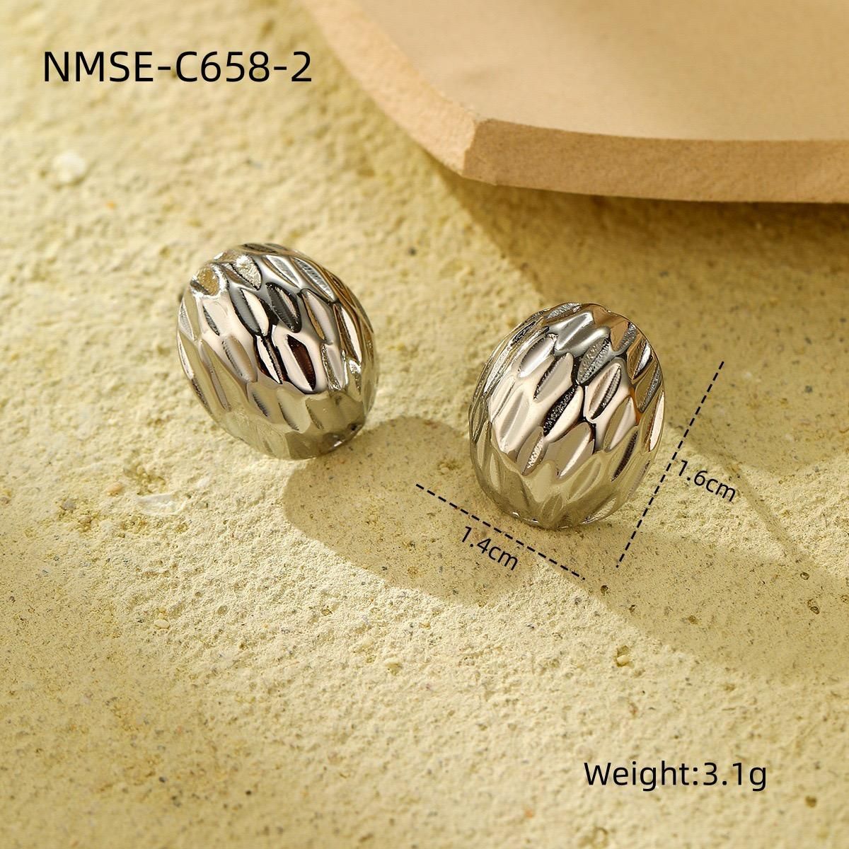 Pendientes de acero inoxidable bañados en oro de 18 quilates con diseño geométrico ovalado irregular de Fashion OL para mujer
