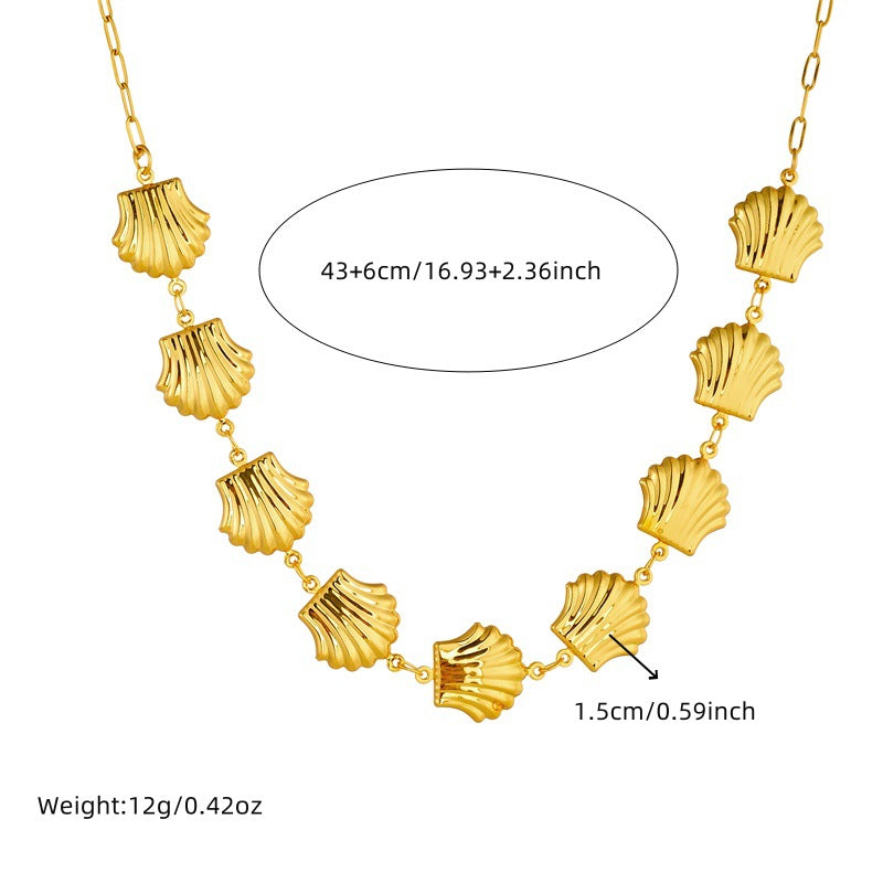 Personalized Gold Plated Stainless Steel Shell Jewelry Set for Women