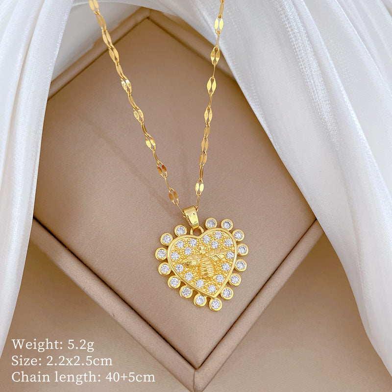 Collana Geometrica con Cielo Stellato da Donna con Strass Micro-Incastonati in Acciaio al Titanio, Stile Dolce, Fresco e Minimalista