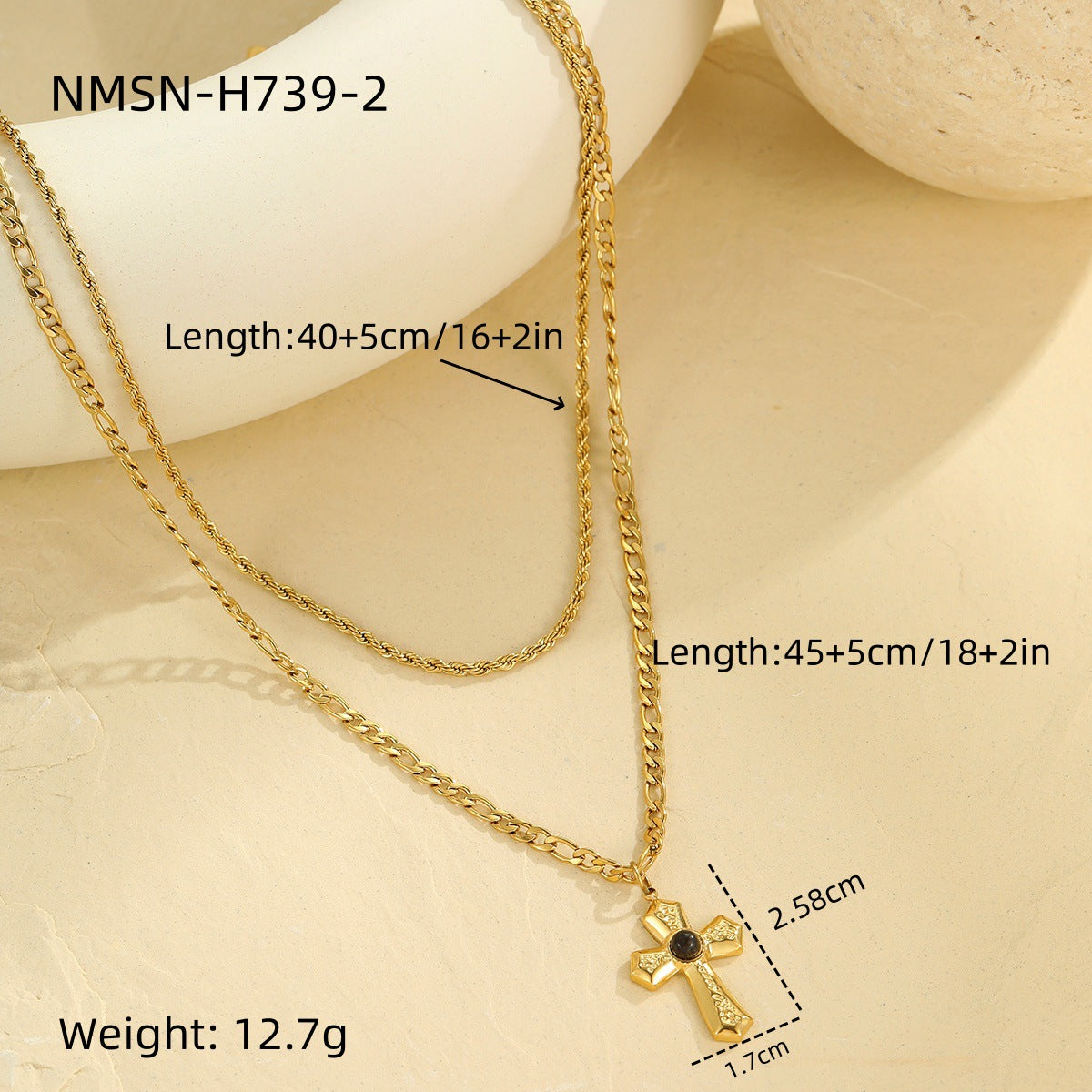 Collana con pendente a croce geometrica OL di tendenza in acciaio inossidabile con finitura placcata per donna