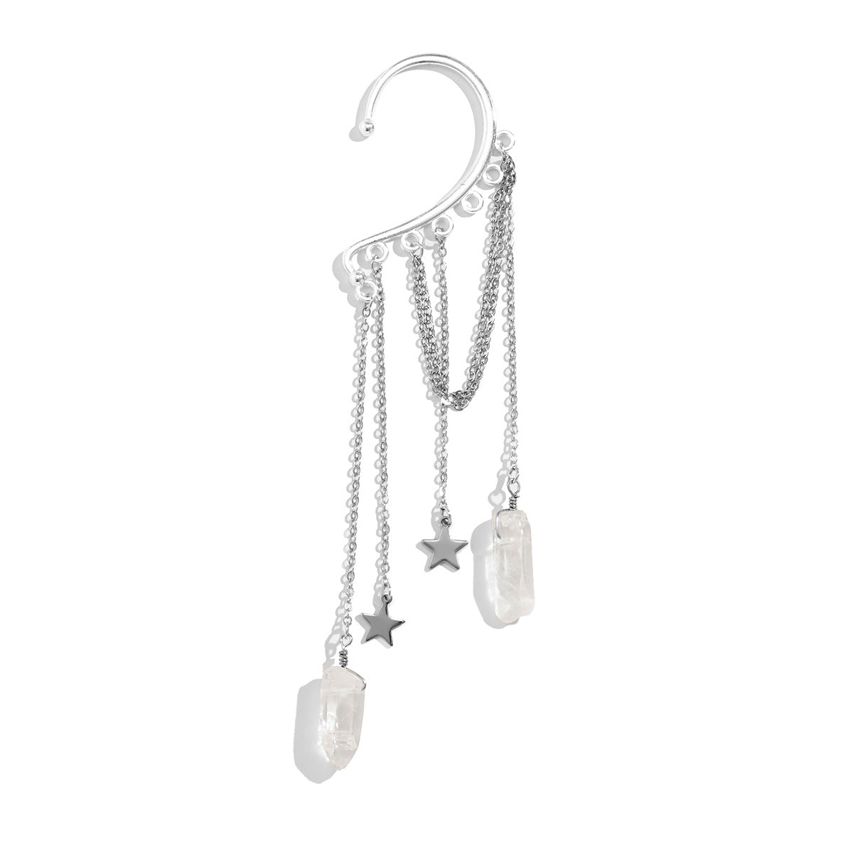 Minimalist Star-Shaped Alloy Earrings with Plated Finish, Fringe Dangle Design and Geometric Five-Pointed Star Accent for Women